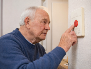 Elderly man try to push pers button What Is an CareCallingNow Emergency Notification Call System?